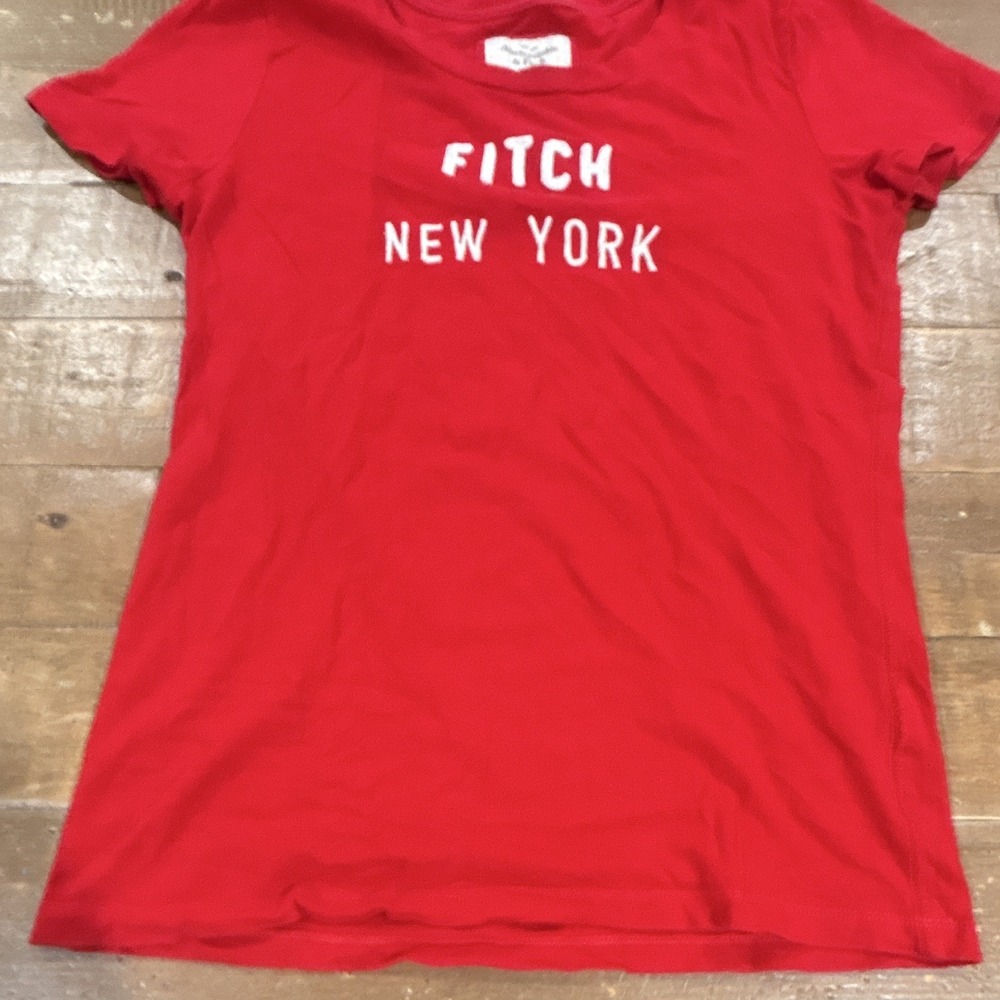 VTG Y2K Abercrombie & Fitch Red Graphic Tee Shirt Womens L Irregular Misprint